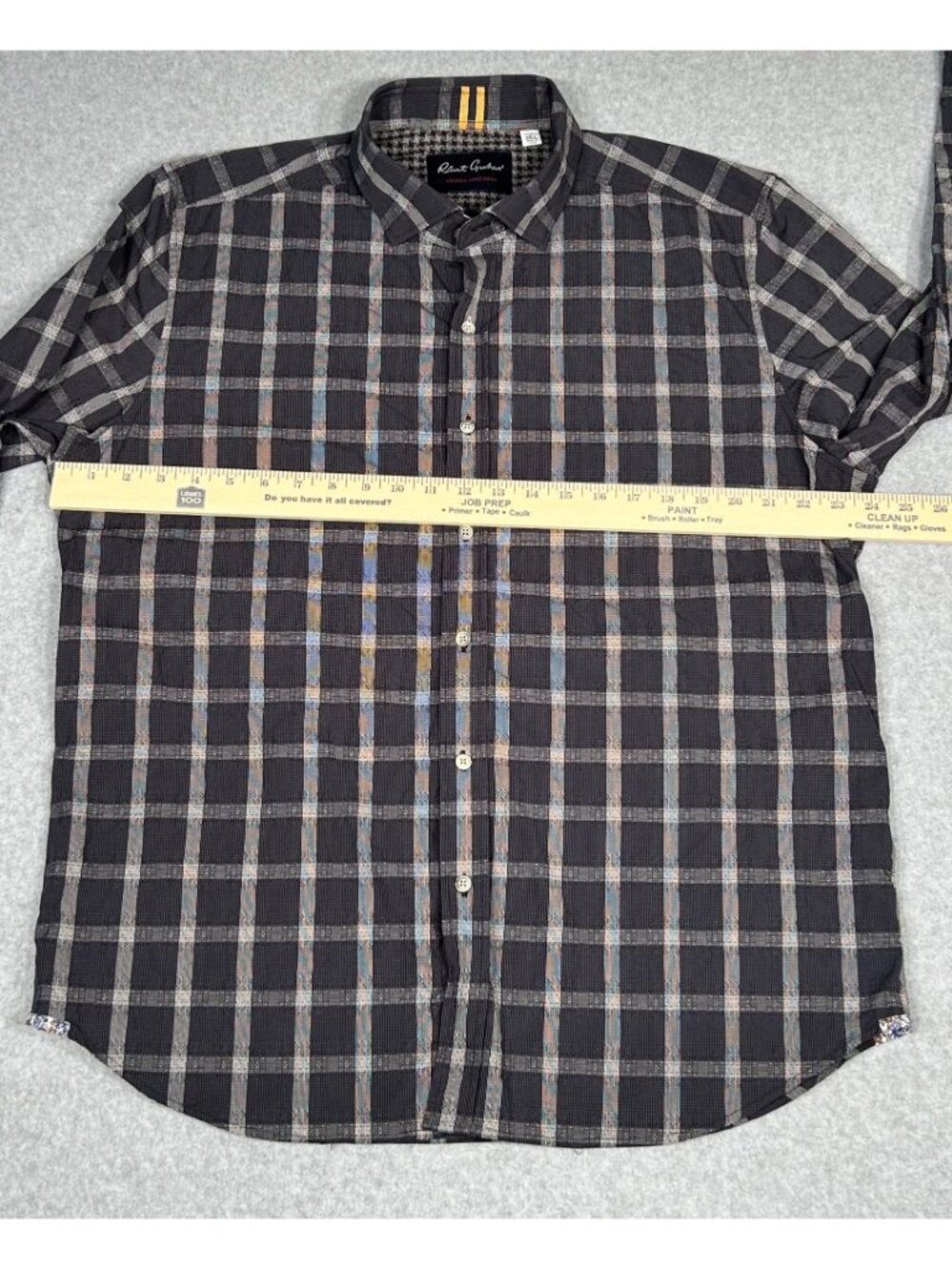 Robert Graham Men's 2XL Plaid Button Down Shirt Long Sleeve Charcoal Gray Black - Picture 3 of 7